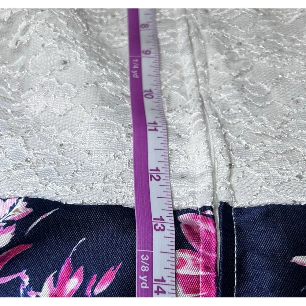 Speechless Kids Girls Size 16 Floral High-Low‎ Formal Dress White Lace Navy Blue